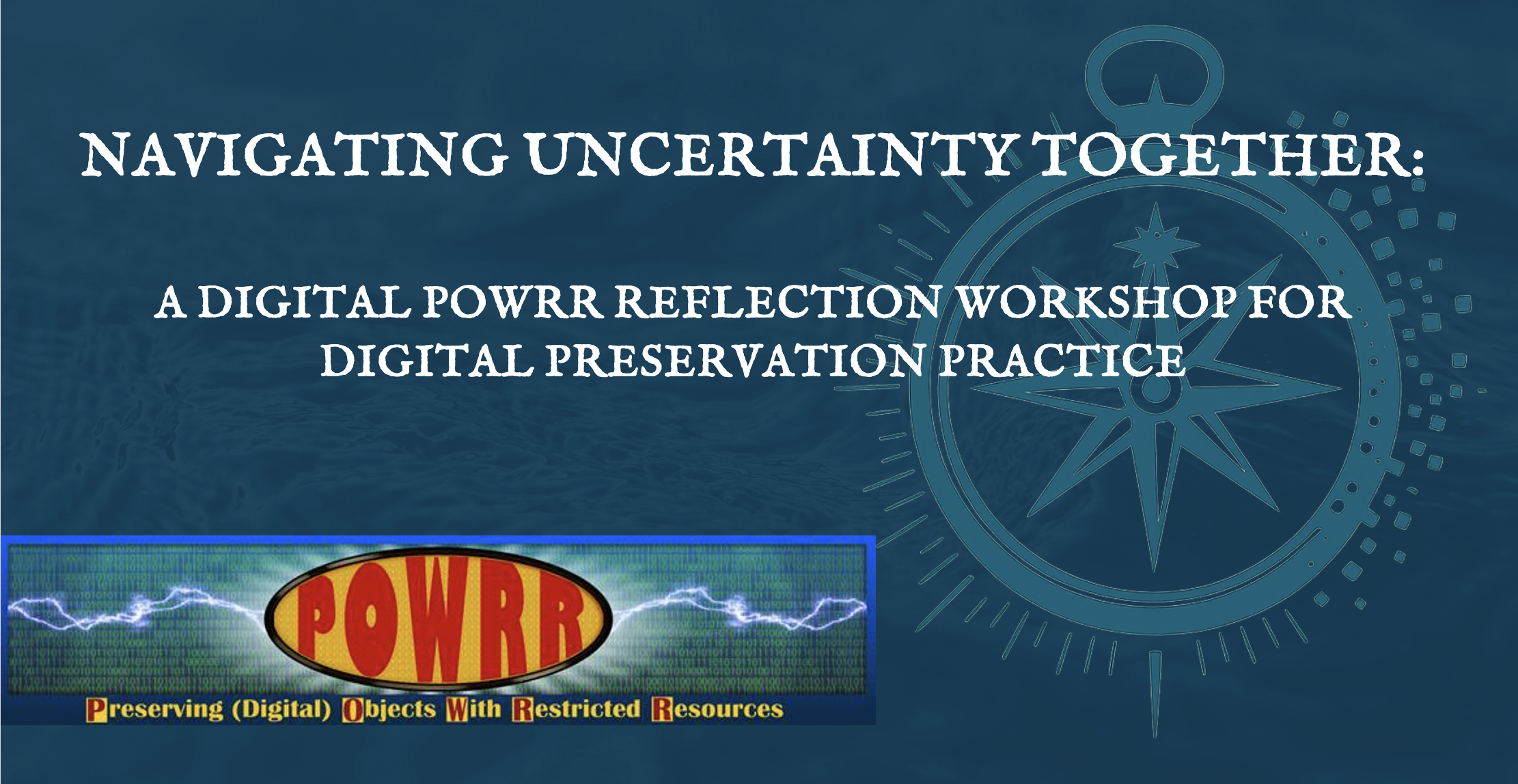 POWRR logo and workshop title on blue background.